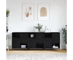 Šoninės lentynos 3 pcs Juodas ąžuolas