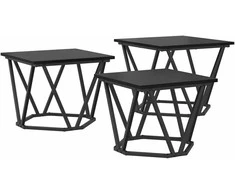 Kavos staliukas 3 pcs Juodas ąžuolas