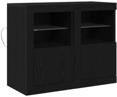 LED Bufetas 2 pcs Juodas ąžuolas 41 x 37 x 67 cm