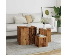 šoniniai staliukai 3 vnt Old Wood Engineered Wood