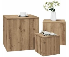 šoniniai staliukai 3 vnt Old Wood Engineered Wood
