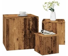 šoniniai staliukai 3 vnt Old Wood Engineered Wood