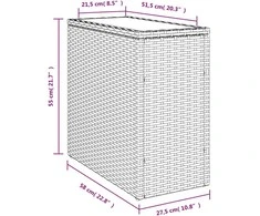 Šoninis sodo staliukas, pilkas, 58x27,5x55cm, poliratanas