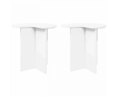 Šoninis stalas 2 pcs Balta Ø 39 x 38 cm Apdirbta mediena