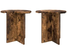 Šoninis stalas su saugykla 2 pcs Dūminio ąžuolo Ø 39 x 38 cm
