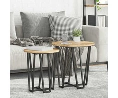 Šoninių staliukų komplektas 2 pcs Amatų ąžuolas ir juoda
