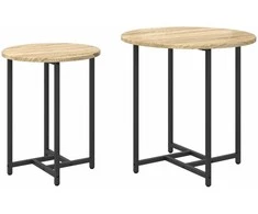 Šoninių staliukų komplektas 2 pcs Sonoma ąžuolas ir juoda