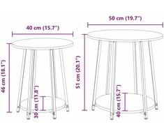 Šoninių staliukų komplektas su lentyna 2 pcs Juodas ąžuolas