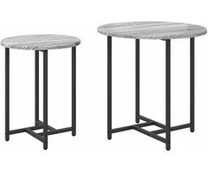 Šoninių staliukų komplektas 2 pcs Pilkas Sonoma ir juoda
