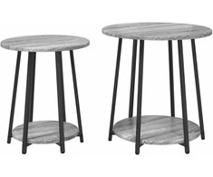 Šoninių staliukų komplektas 2 pcs Pilkas Sonoma ir juoda