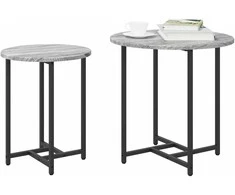 Šoninių staliukų komplektas 2 pcs Pilkas Sonoma ir juoda