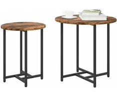 Šoninių staliukų komplektas 2 pcs Rūkyto ąžuolo ir juoda