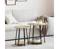 Šoninių staliukų komplektas 2 pcs Sonoma ąžuolas ir juoda