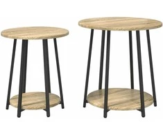 Šoninių staliukų komplektas 2 pcs Sonoma ąžuolas ir juoda