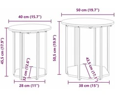 Šoninių staliukų komplektas su lentyna 2 pcs Ruda