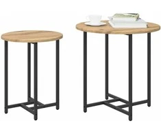 Šoninių staliukų komplektas 2 pcs Amatų ąžuolas ir juoda