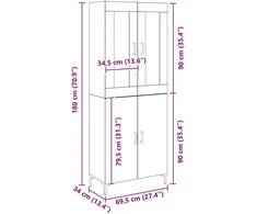 Aukštas spintelė 2 pcs Sena mediena 69,5 x 34 x 180 cm