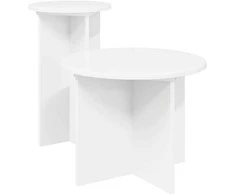 Šoninių staliukų komplektas 2 pcs Balta Apdirbta mediena