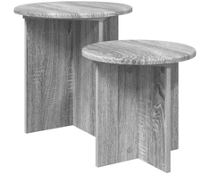 Šoninių staliukų komplektas 2 pcs Pilka sonoma ąžuolo