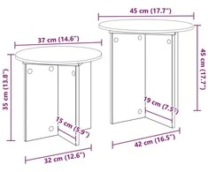 Šoninių staliukų komplektas 2 pcs Rūkytas Ąžuolas