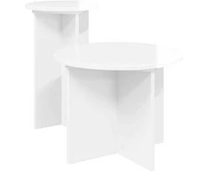Šoninių staliukų komplektas su saugykla 2 pcs Itin blizgi balta