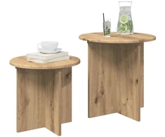 Šoninių staliukų komplektas su saugykla 2 pcs Artisano ąžuolo