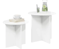 Šoninių staliukų komplektas su saugykla 2 pcs Itin blizgi balta
