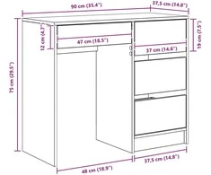 Stalas Sonoma ąžuolas Apdirbta mediena 90 x 37.5 x 75 cm