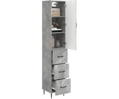 Spintelė 2 pcs Betono pilka 33 x 34,5 x 90 cm Apdirbta mediena