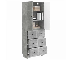 Spintelė 2 pcs Betono pilka 66 x 34,5 x 90 cm Apdirbta mediena