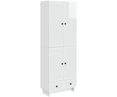 Spintelė 2 pcs Itin blizgi balta 66 x 34,5 x 95 cm
