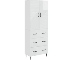 Spintelė 2 pcs Itin blizgi balta 66 x 34,5 x 90 cm