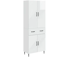 Spintelė 2 pcs Itin blizgi balta 66 x 34,5 x 89,5 cm