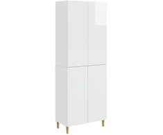 Spintelė 2 pcs Itin blizgi balta 66 x 34,5 x 90 cm
