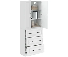 Spintelė 2 pcs Itin blizgi balta 66 x 34,5 x 87 cm