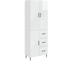 Spintelė 2 pcs Itin blizgi balta 66 x 34,5 x 89,5 cm