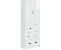 Spintelė 2 pcs Itin blizgi balta 66 x 34,5 x 87 cm