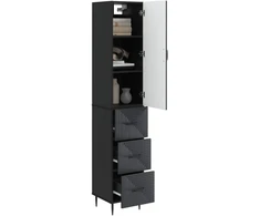 Spintelė 2 pcs Juoda 33 x 34,5 x 90 cm Apdirbta mediena