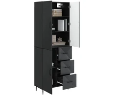 Spintelė 2 pcs Juoda 66 x 34,5 x 89,5 cm Apdirbta mediena