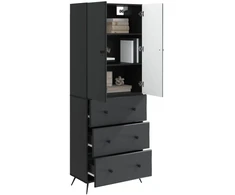 Spintelė 2 pcs Juoda 66 x 34,5 x 90 cm Apdirbta mediena