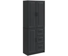 Spintelė 2 pcs Juoda Apdirbta mediena
