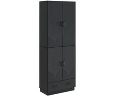 Spintelė 2 pcs Juoda Apdirbta mediena