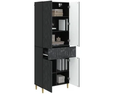 Spintelė 2 pcs Juoda Apdirbta mediena