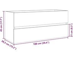Spintelė praustuvui, ąžuolo, 100x38,5x45cm, apdirbta mediena
