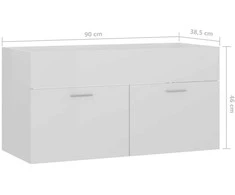 Spintelė praustuvui, balta, 90x38,5x46cm, MDP, ypač blizgi