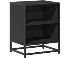 Spintelė prie lovos Juoda 40x31x50 cm Mediena ir metalas