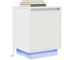 Spintelė prie lovos su LED lemputėmis Balta 38x34x50 cm