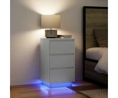Spintelė prie lovos su LED lemputėmis Balta 38x34x65 cm