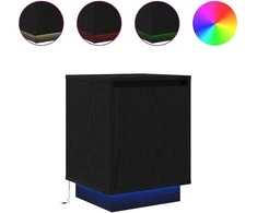 Spintelė prie lovos su LED lemputėmis Juoda 38x34x50 cm