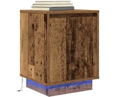 Spintelė prie lovos su LED lemputėmis Old Wood 38x34x50 cm